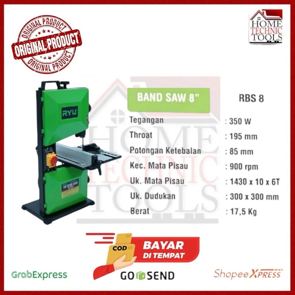 RYU RBS 8 MESIN BANDSAW 8 INCH / GERGAJI KAYU BANDSAW UKIR TRIPLEK