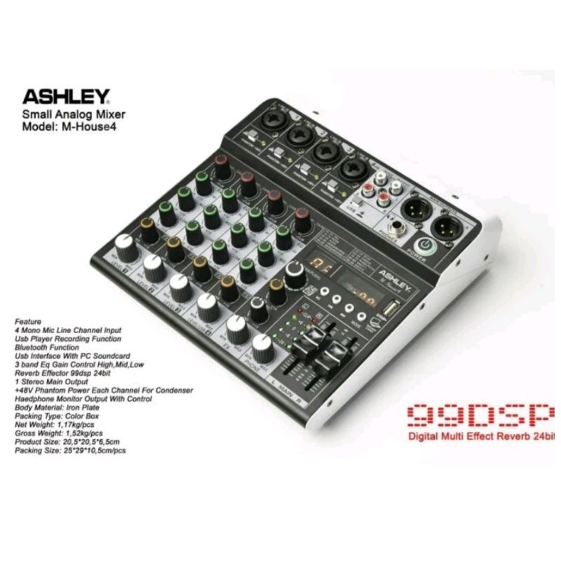 PUSAT Mixer Ashley M-House 4  4 Mono Mic line Channel input