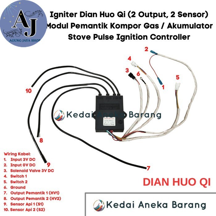 AJstore - Modul Ignition Igniter Pemantik Blue Gas LPG Kompor 3V DC 4 Output Ori