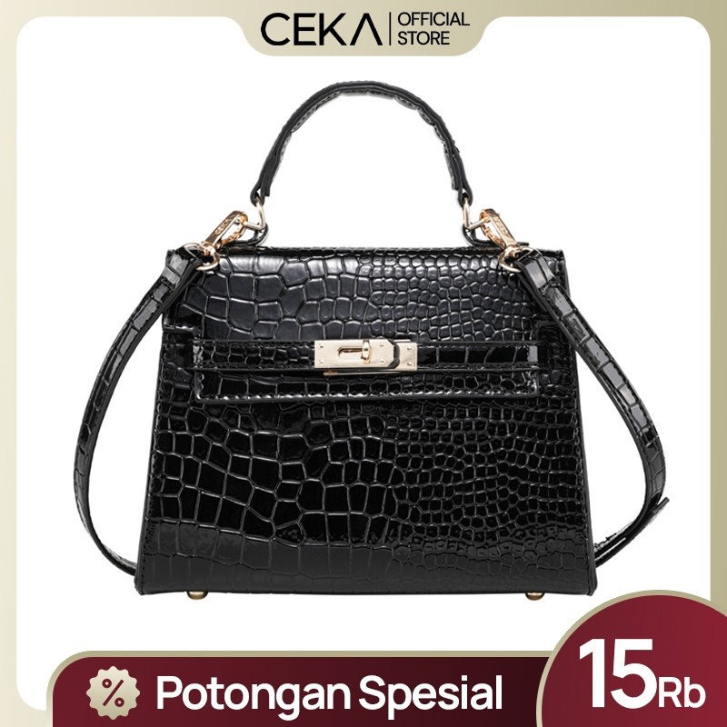 PROMO CEKA Tas Wanita Sling Bag Tas Selempang Handbag Tas Kulit PU Croco - Kelly Bag
