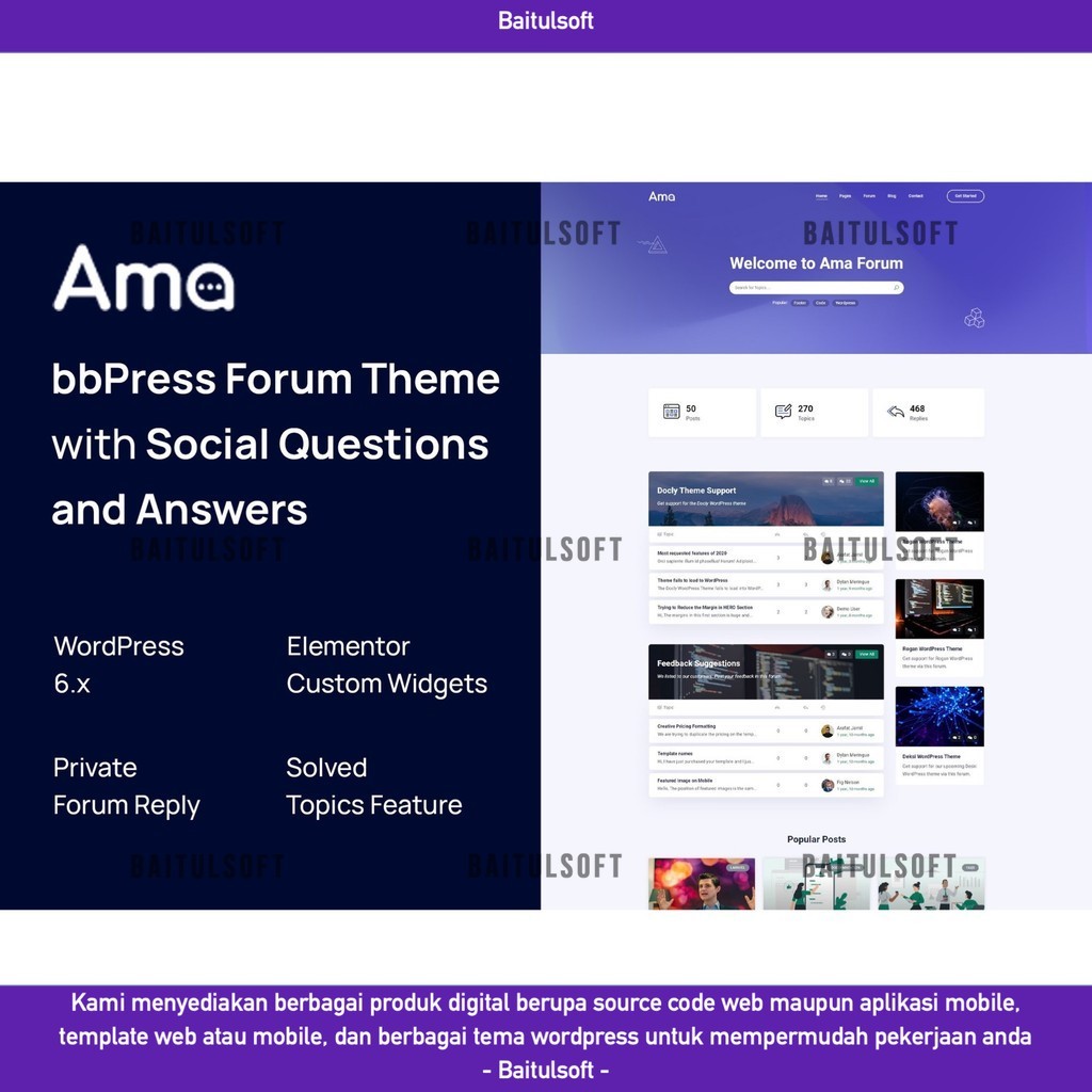 TEMA WEB  AMA - BBPRESS FORUM WORDPRESS THEME D5609 BAITULSOFT LISENSI ORIGINAL FULL VERSION