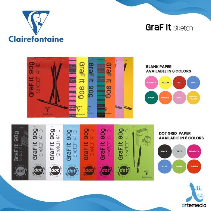 

TERLARIS! Buku Sketsa Clairefontaine A5 Graf It White Dot Grid Sketch Pad - BLANK PINK
