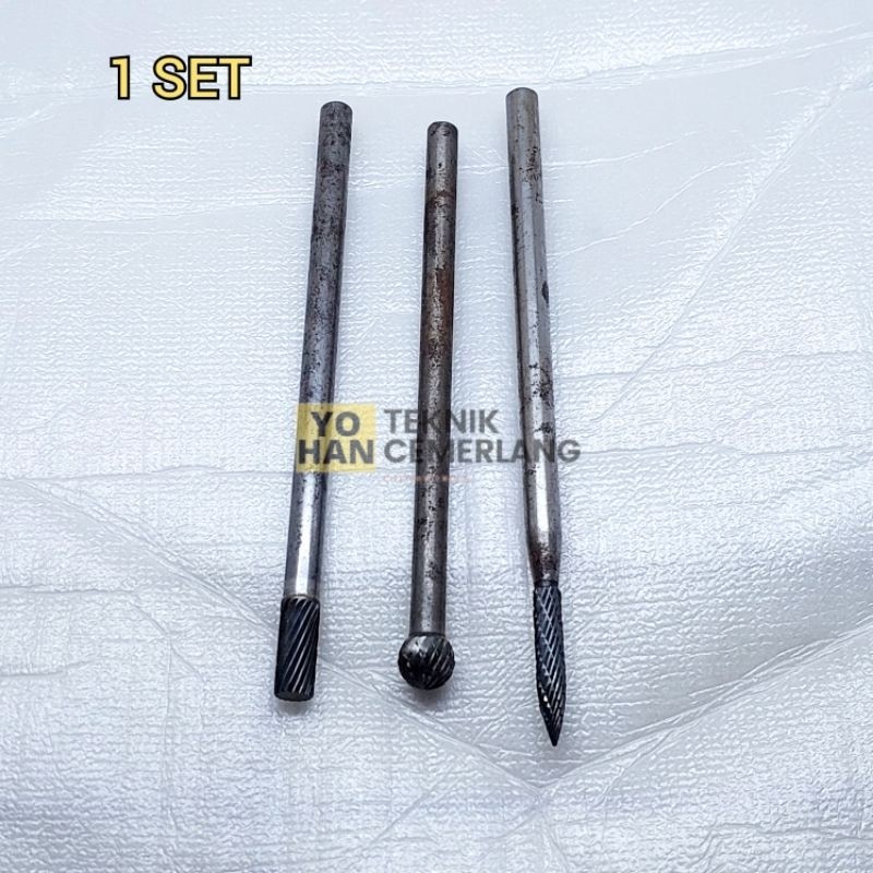 1 Set Mata Cuner Gagang 6mm Carbide Mata Bor Tuner Panjang Rotary