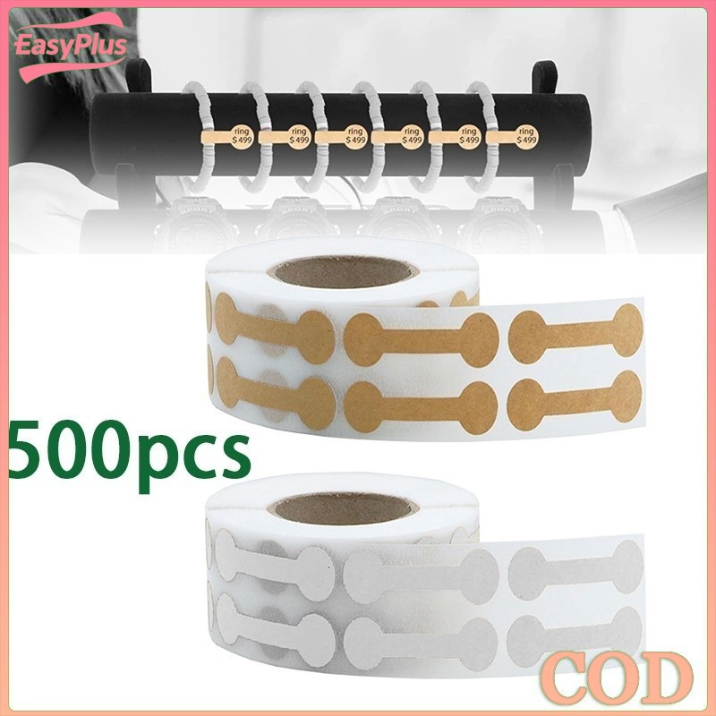 

500pcs Label Perhiasan Gantung Label Label Harga Label Stiker Perekat Diri Harga Dumbell Tag Kalung Cincin Label Kertas