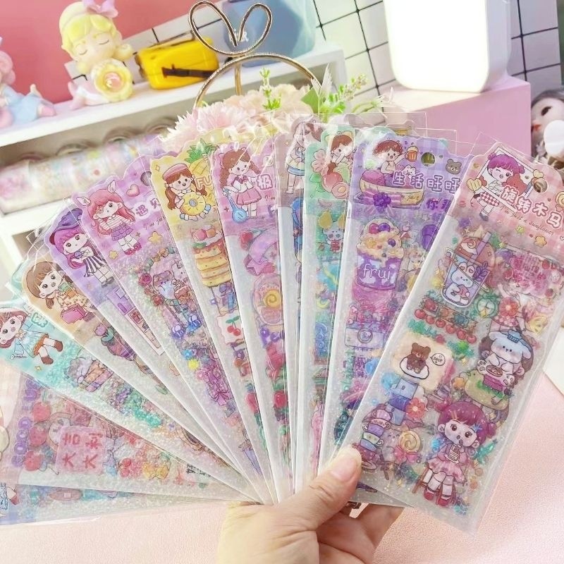 

Dalingshop [1 LEMBAR & 1 bgks isi 6 Lembar] STIKER GLITER HP LAPTOP STICKER BOTOL AIR MINUM 2D TUMBLE MOTIF BENING STICKER BOTOL BUKU STICKER GLITTER VIRAL LABEL STIKER UNIK HARGA PER 1PCS