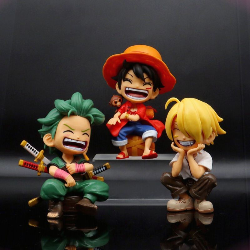 New  Anime Figure One Piece Monkey D Luffy Roronoa Zoro Kawaii Toys Q Figural Nendoroid Car Decorati