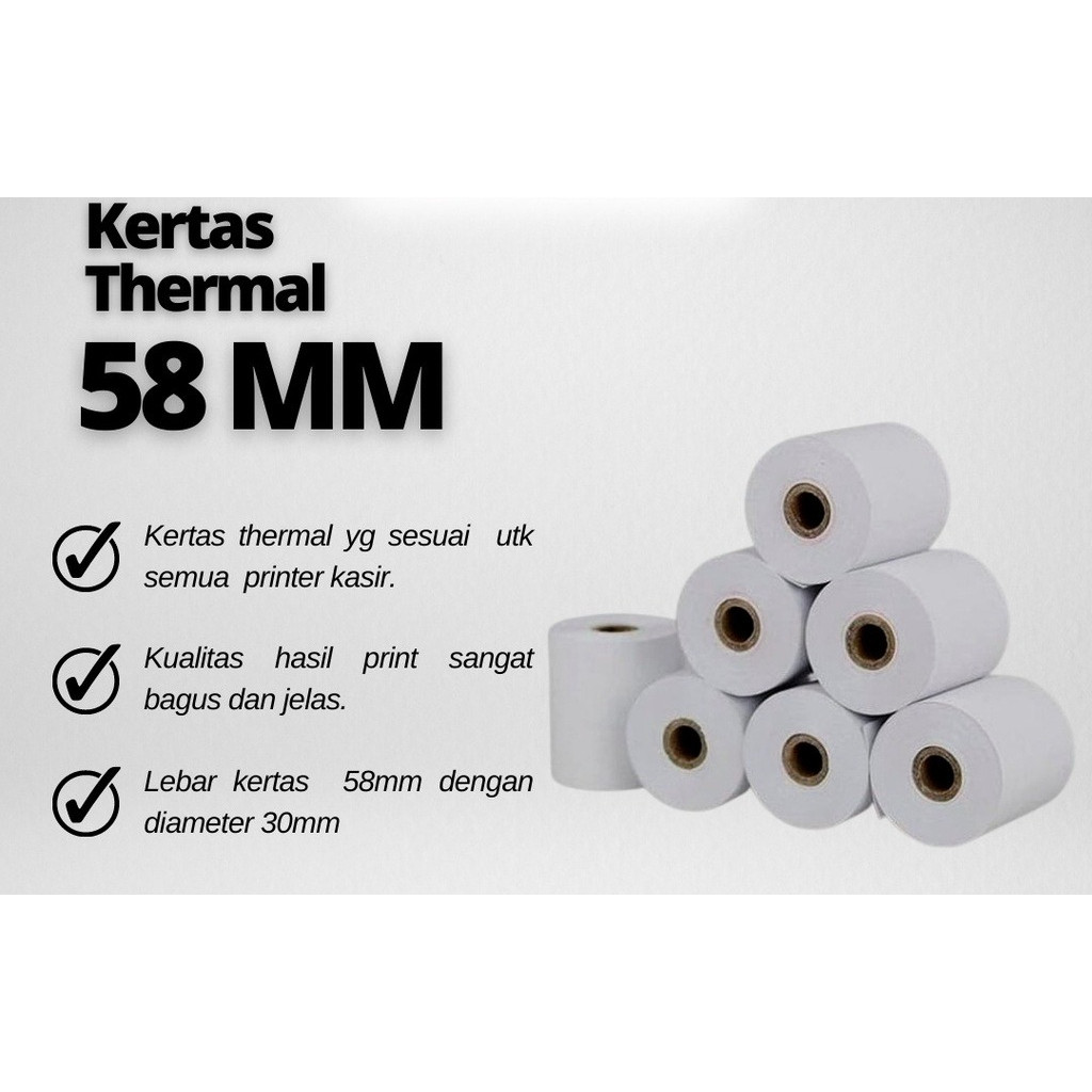 

Kertas print Thermal ukuran 58x30mm (10pcs)