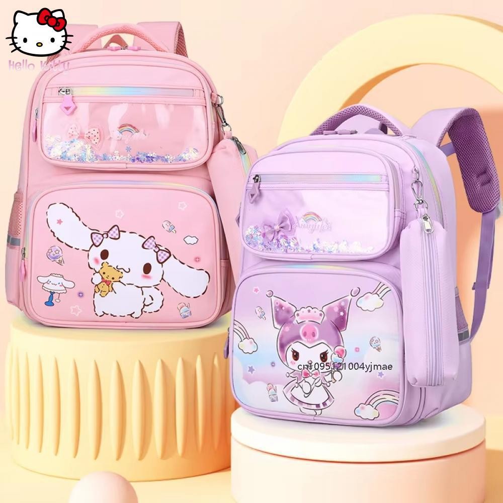 

Sanrio Student Schoolbag Girl Lightweight Backpack Multiple Compartments Large Capacity Schoolbag Pencil Case Kuromi Cinnamoroll