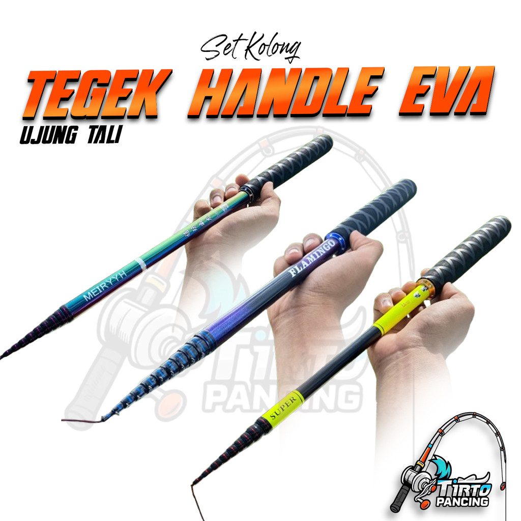 Joran Pancing Tegek Set Kolong Ruas Pendek Handle Busa Eva plus Grip Bakar