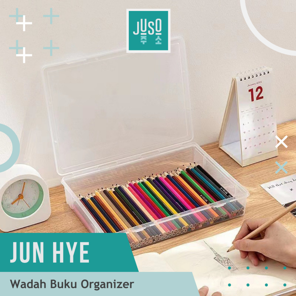 

【JUSO】JUN HYE Kotak Alat Tulis Transparan Organiser Peralatan Bening Wadah Simpan Alat Kantor Kotak Organiser Serbgaguna Estetis Organizer Multifungsi Praktis