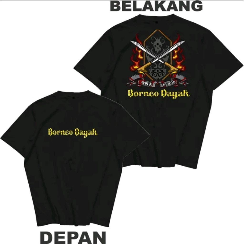 KAOS HITAM BORNEO DAYAK  - Baju Dayak Kalimantan Bahan Adem & Nyaman