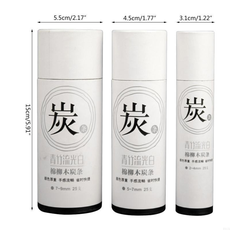 

R9JB Artist Vine Charcoal Sticks Black Willow Sketch Charcoal Pencils for Kids Adults Drawing Sketching Fine Art 25pcs