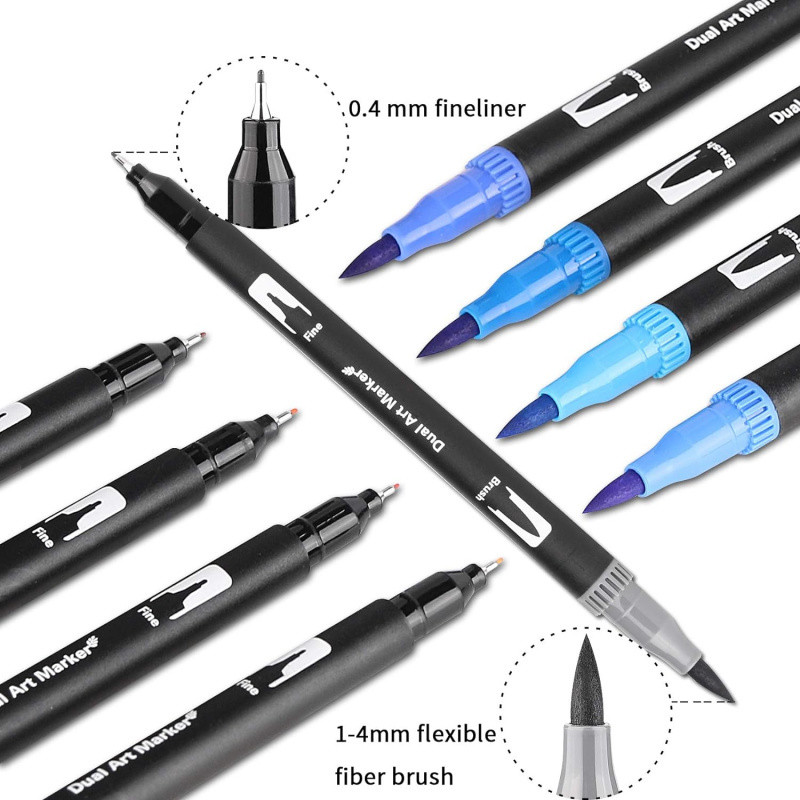 

24 color brush pen set water-based ink dual tip drawing pens watercolor manga marker coloring brushpen sketch markers art suppli