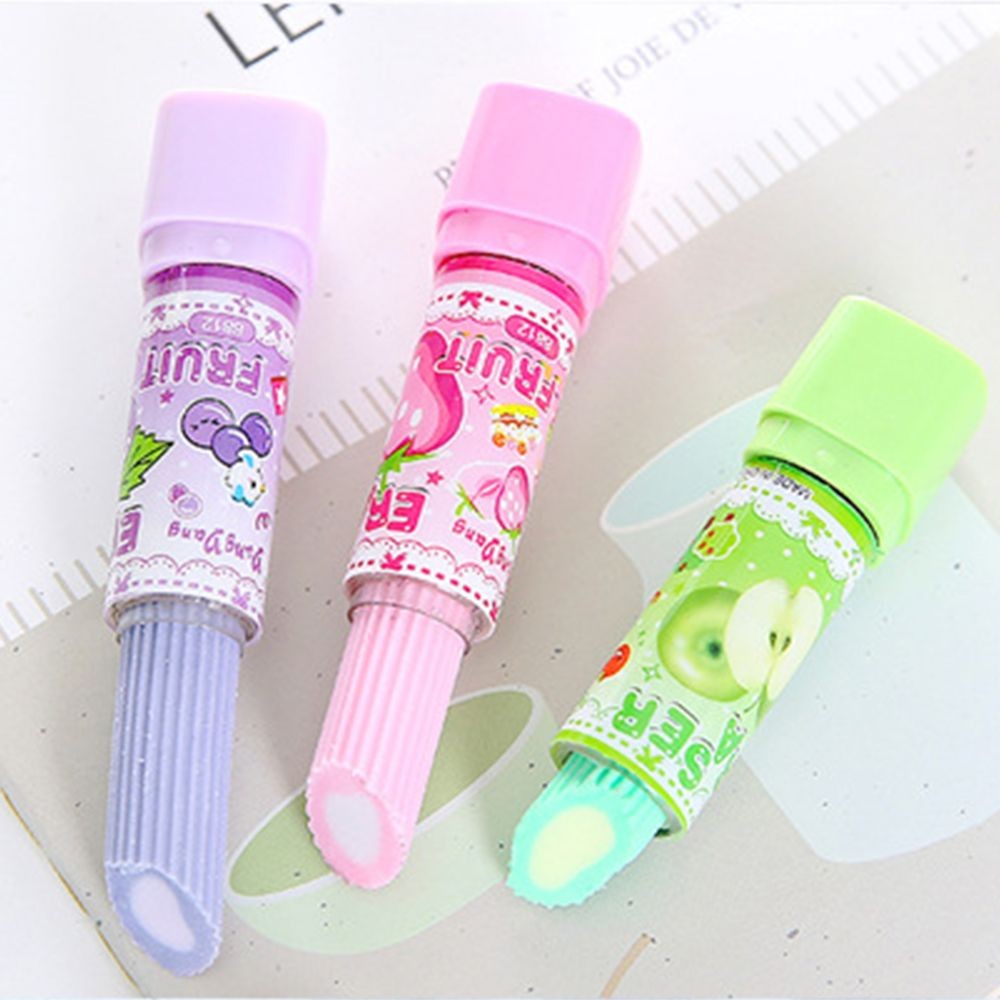 

1PC Kids Creative Lipstick Rotary Rubber Eraser Kawaii Stationery Student Prize Children Gift Office School Stationery Supplies