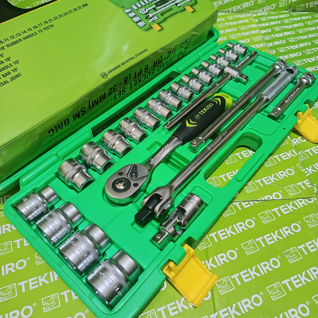 Tekiro Kunci Sok 24 Pcs Set 8 - 32 Mm Box Plastik - 6Pt Ready Kunci Lengkap Full Set