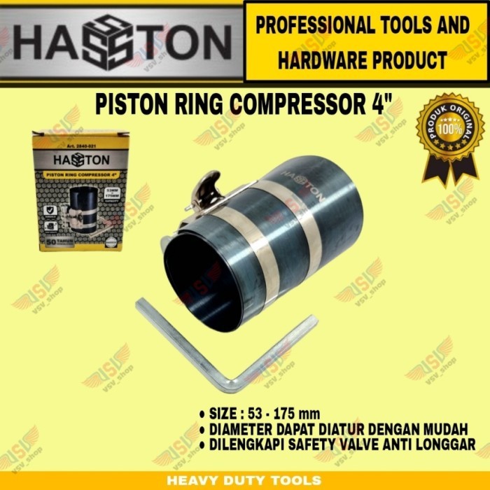 HASSTON Piston Ring Compressor Kompresor 4inchi Kunci Piston 53-175mm HEAVY DUTY