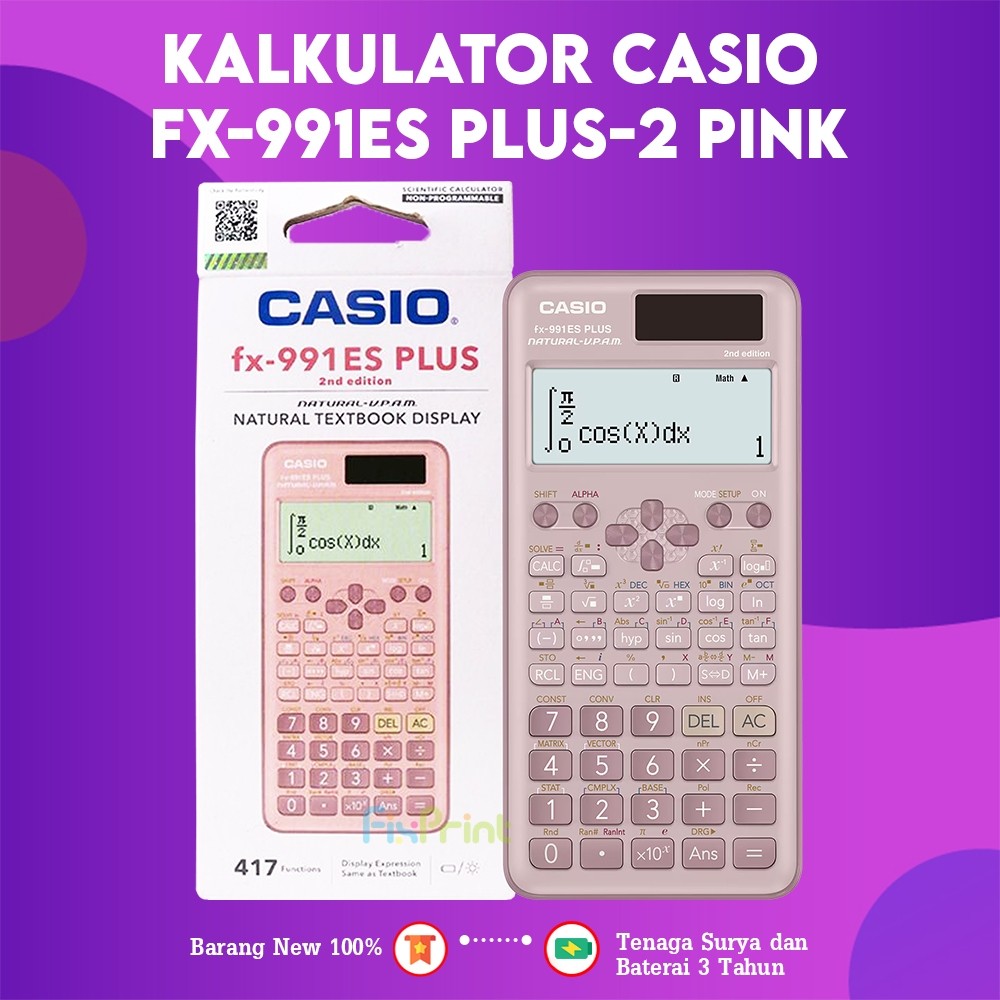 

New FixPrint Kalkulator Scientific Casio ilmiah FX-991EX/991ES-Plus/FX-991CW Calculator Scientific Casio Kalkulator Casio Scientific 417 Fungsi/Dua Sumber Tenaga Baterai Dan Tenaga Matahari/40 Konstanta RumusPremium