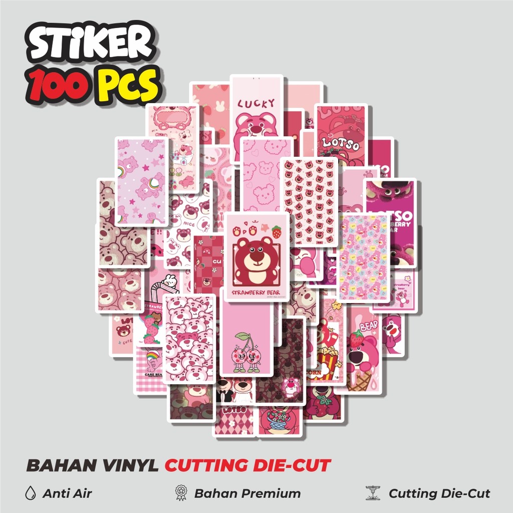 

Terbaru! 50 pcs Stiker Lotso Strawberry Dekorasi Lucu Kreatif untuk Notebook, Skateboard, HP