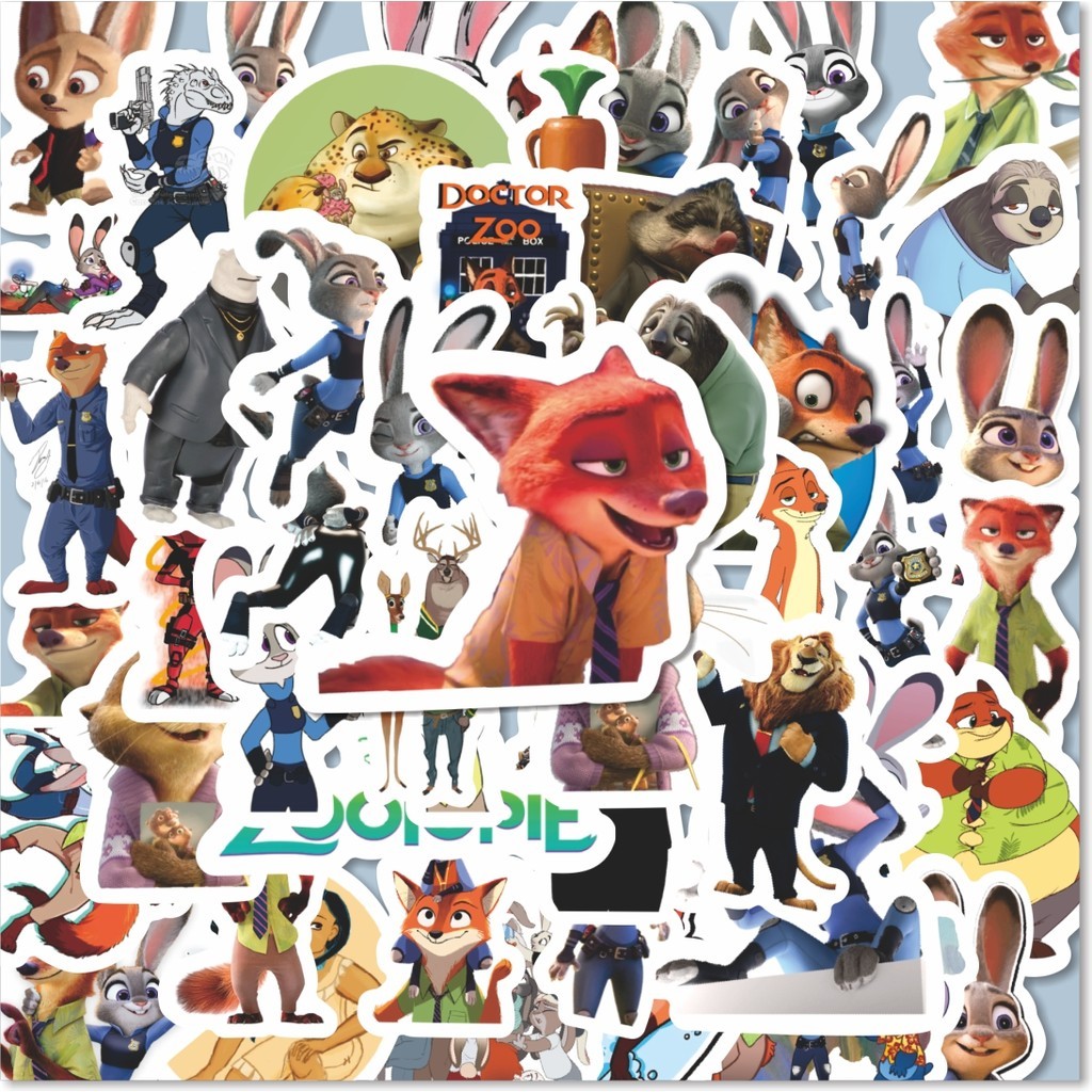 

100PCS Lucu Sticker Kartun Zootopia Sticker Stiker Aesthetic Stiker Anti Air Stikers Berperekat Waterproof sticker decal buat Motor Helm Buku Journal Koper Casing HP Laptop Botol Minum Hadiah anak