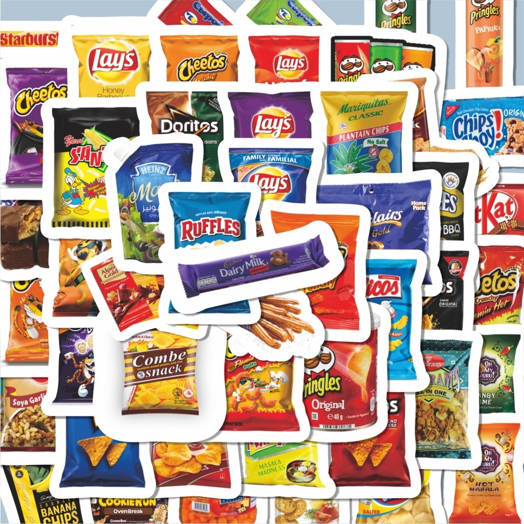 

100PCS Lucu Sticker American Snack Retro Sticker Stiker Aesthetic Stiker Anti Air Stikers Berperekat Waterproof sticker decal buat Motor Helm Buku Journal Koper Casing HP Laptop Botol Minum Hadiah anak