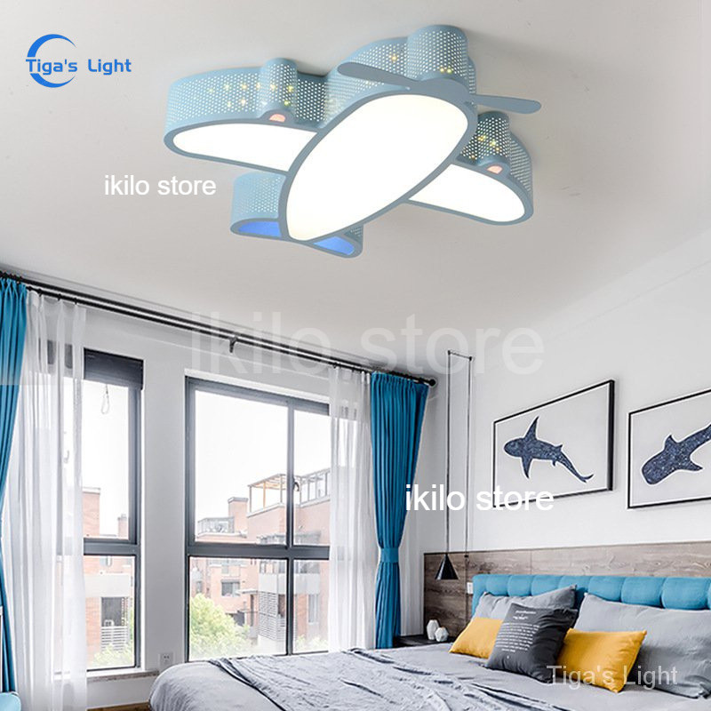 Lampu Plafon LED Kartun Desain Unicorn Dinosaurus Warna Biru Langit Dengan Fitur Eye Protection Caha