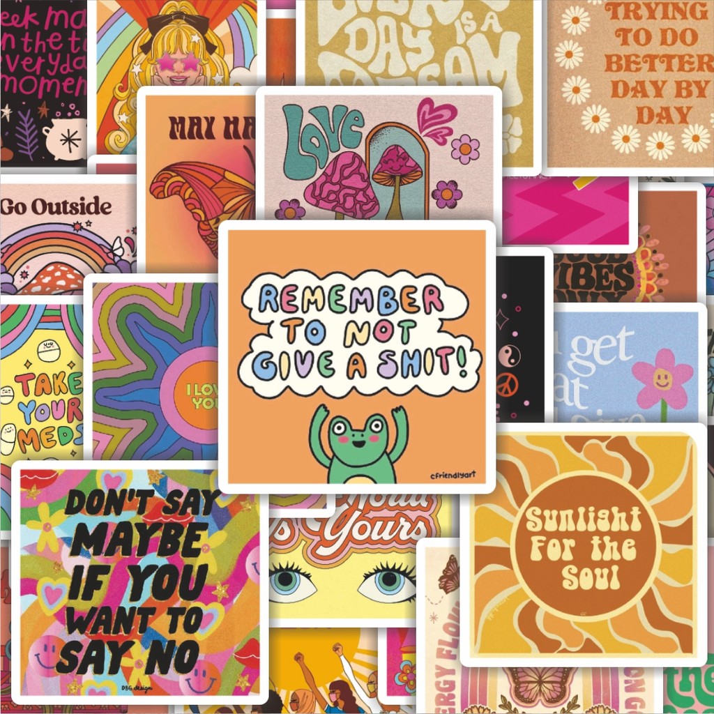 

100PCS Lucu Stiker Retro Aesthetic Stiker Aesthetic Stiker Anti Air Stikers Berperekat Waterproof sticker decal buat Motor Helm Buku Journal Koper Casing HP Laptop Botol Minum Hadiah anak