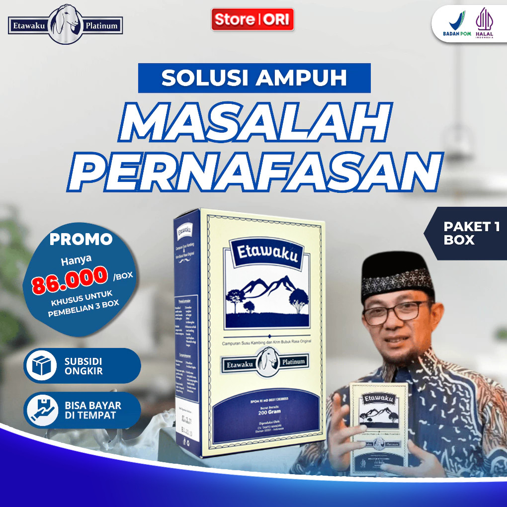 

ETAWAKU PLATINUM - Susu Kambing Etawa Murni Atasi Masalah Pernafasan Sesak Nafas Asma Dan Sendi