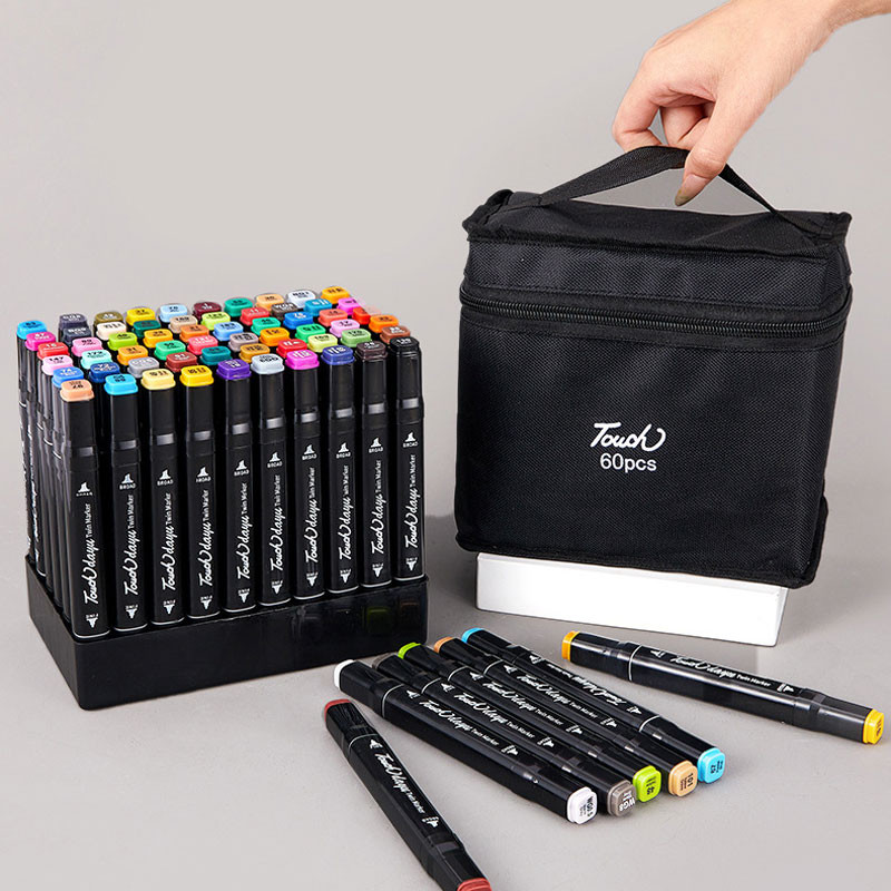 

60 Colors Marker Pen, Dual Head Design, Black Pole, Art Specific Drawing Tool