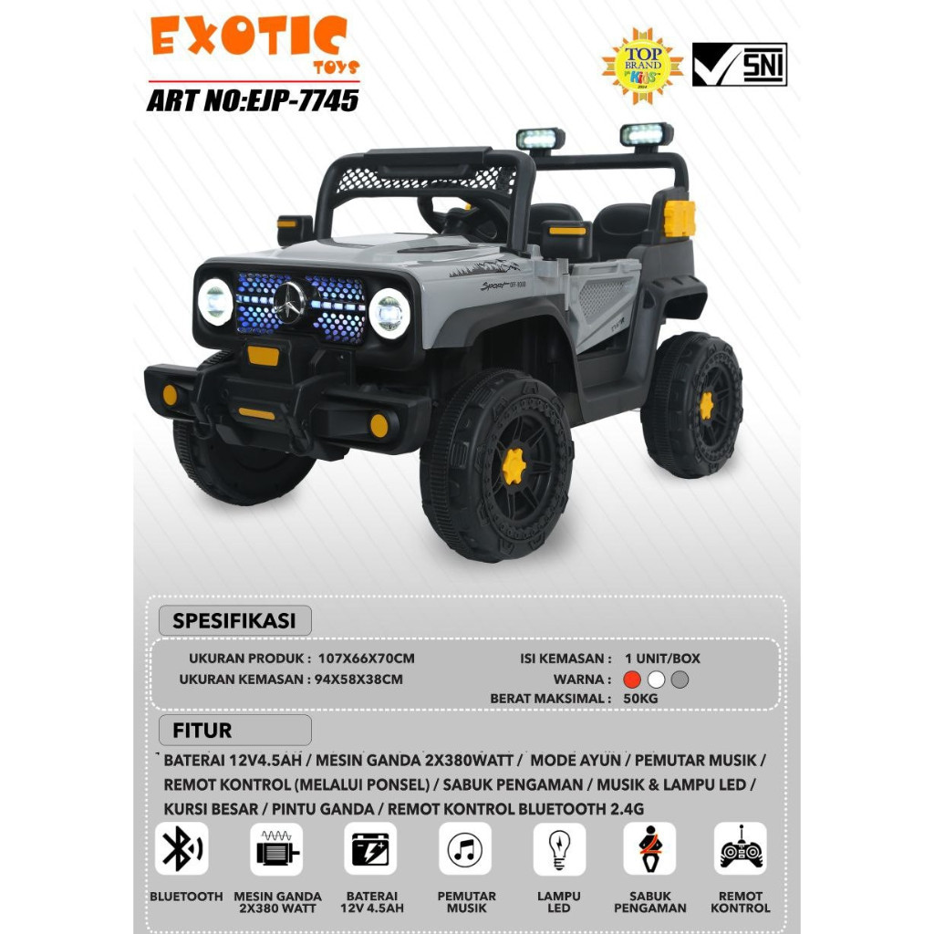 MOBIL AKI EXOTIC 7745 JEEP GREY 12V-4/5AH 2GB EJP-7745