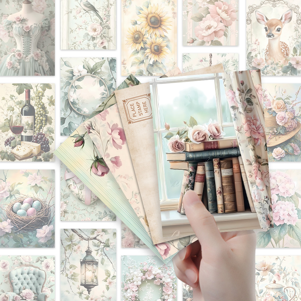 

32pcs, vintage mint spring postcards, perfect for birthday/anniversary gifts, suitable for collecting, giving, and mailing.
