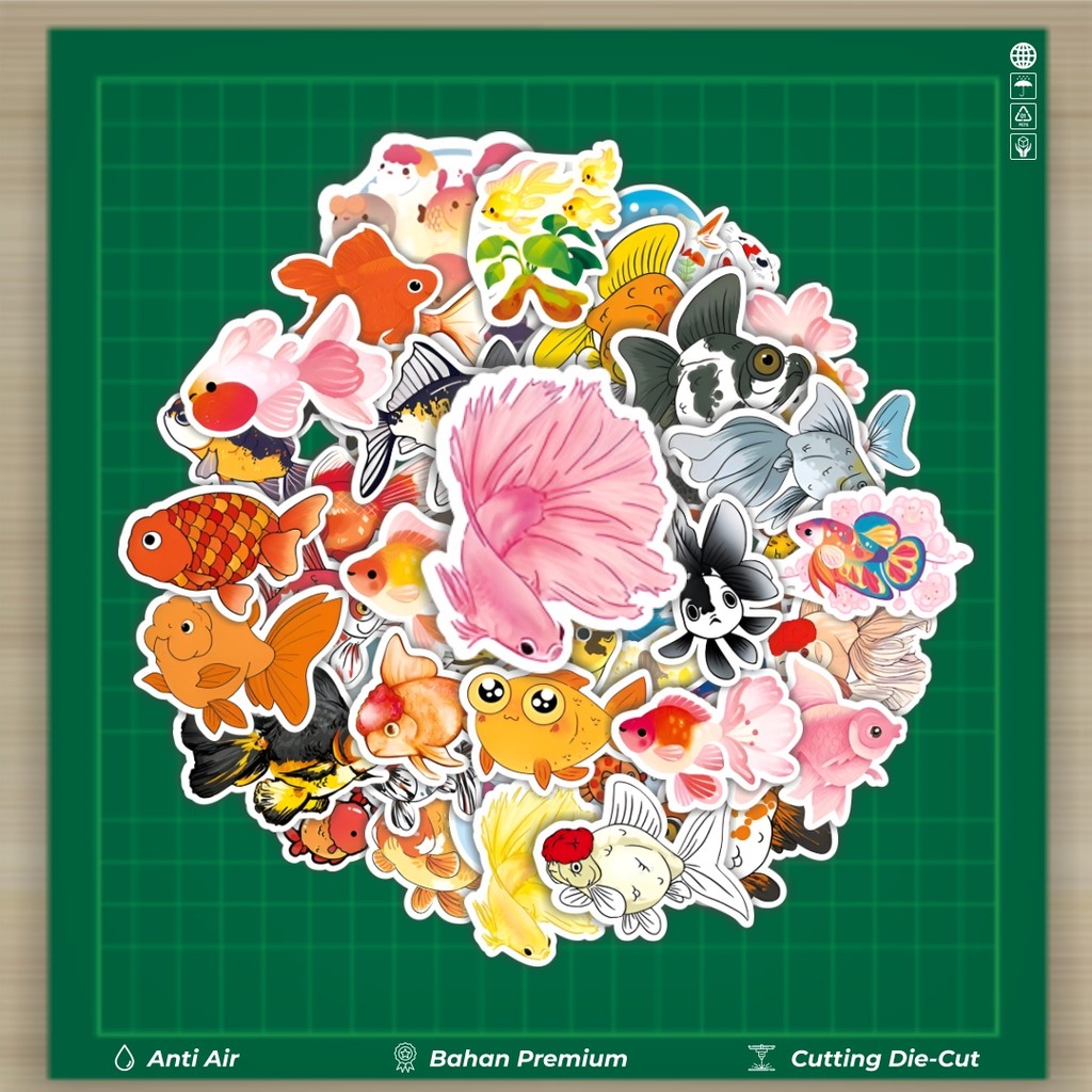 

HOT 50 PCS STIKER Stiker Golden Fish [Ikan] Series Stiker Fashion Cars Decal Dingin Kartu Album Custom Vinyl Anti Air- Sticker Aesthetic Buku Journal Koper Casing HP Tablet Laptop Helm Motor Botol Minum