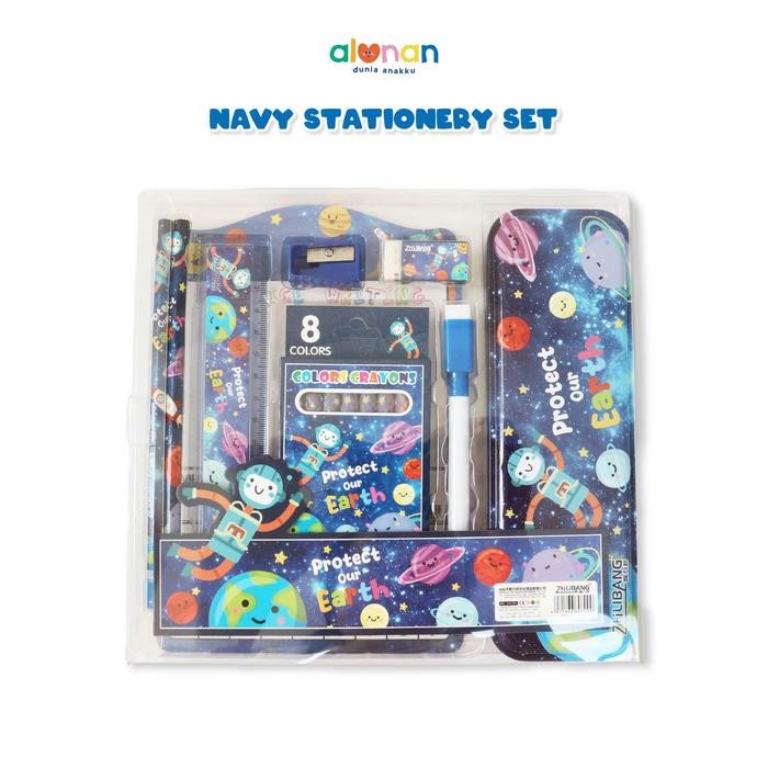 

ALUNAN Kids Stationery Set - Set Alat Tulis Anak Sekolah - Navy