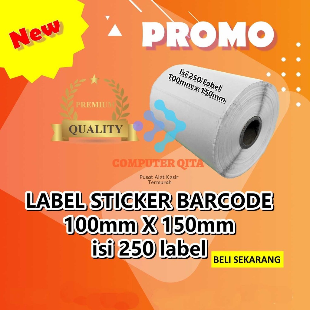 

LABEL BARCODE 100 X 150 mm KERTAS STICKER DIRECT THERMAL 250 pcs