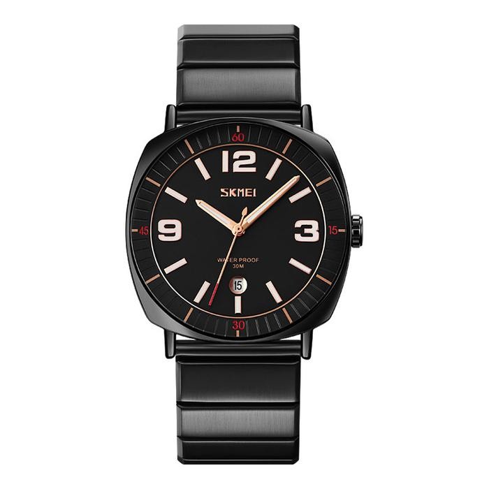 Jam Tangan Pria SKMEI 9280BKBK Men Black Dial Black Stainless Steel Strap