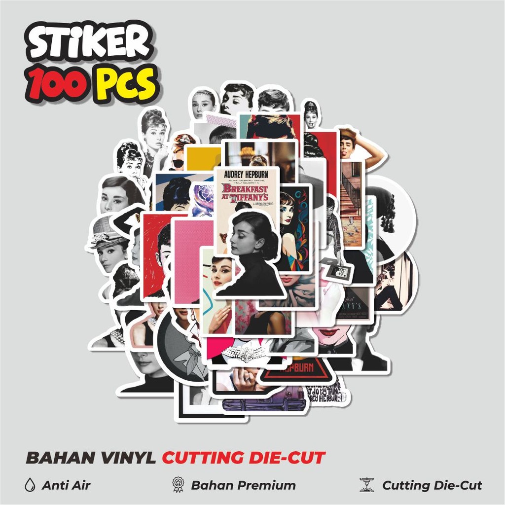 

Terbaru! 50 pcs Stiker Audrey Hepburn Dekorasi Lucu Kreatif untuk Notebook, Skateboard, HP