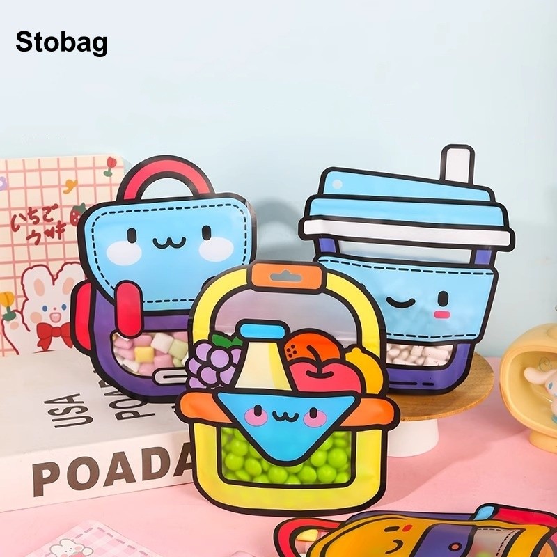 

StoBag 50pcs Cartoon Candy Packaging Bags Zipper Cute Kids Children Plastic Self-sealing Food Snack Cookies Storage Pouches