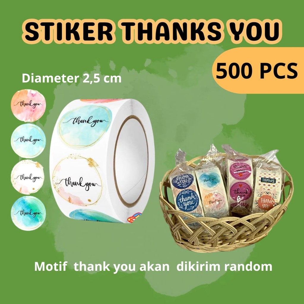 

(500 Pcs) Sticker Thank You/stiker terimakasih/stiker packaging/stiker motif thank you