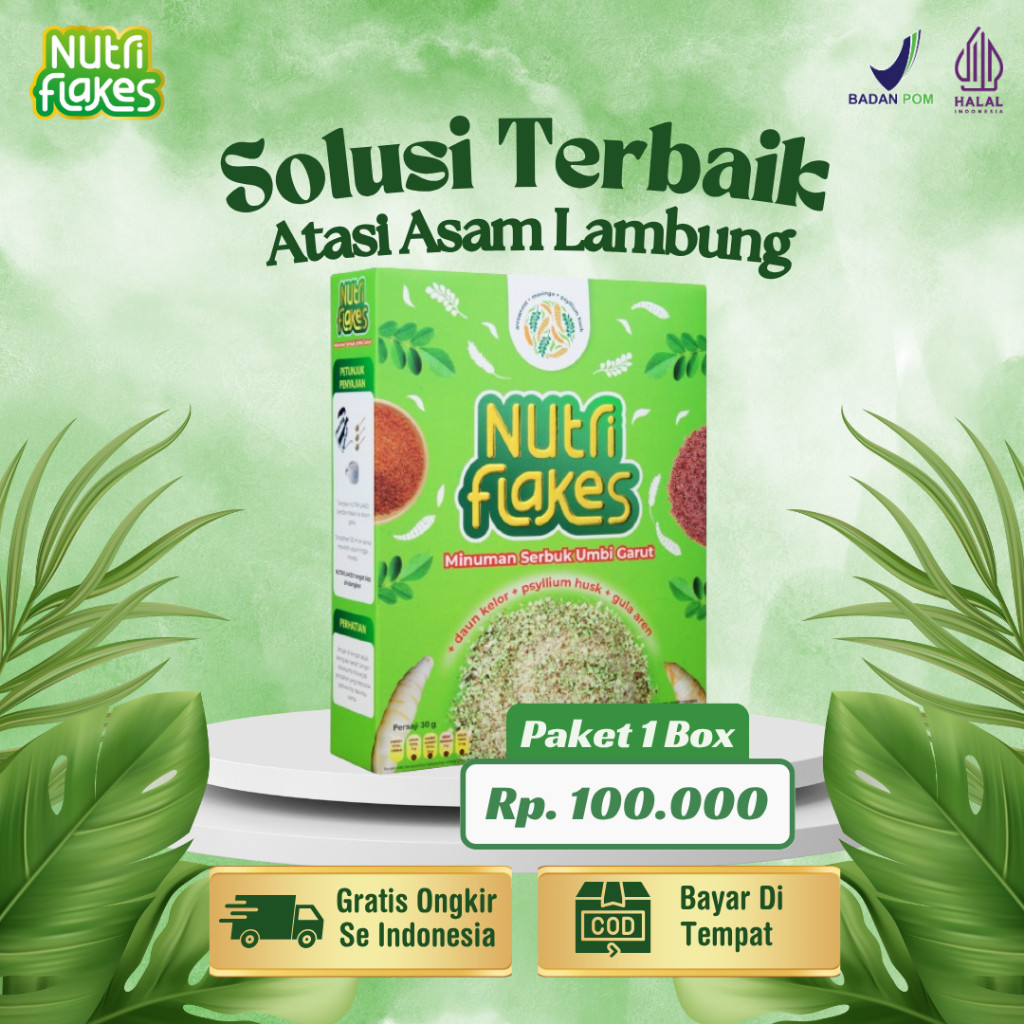 

Nutriflakes Sereal Umbi Garut Membantu Meredakan Asam Lambung Paket 1 Box