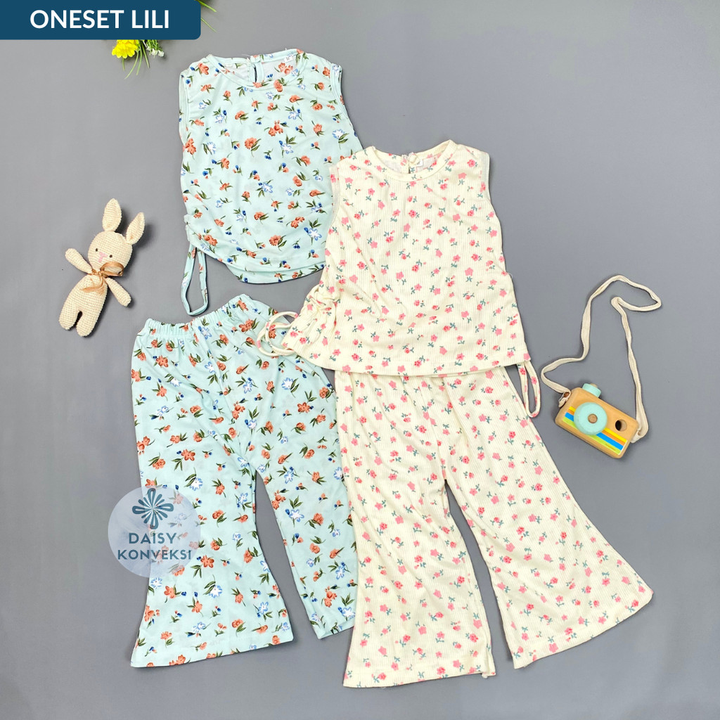 GK SETELAN LILI BAHAN KAOS RIB KNIT ONESET ANAK PEREMPUAN 1-5 TAHUN