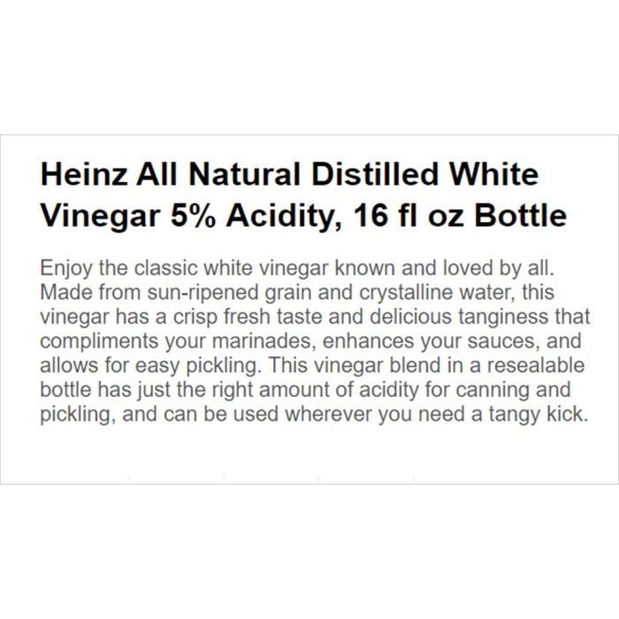 

JAMIN MURAH !!!Cuka Putih / Distilled White Vinegar Heinz 946 ML(BISA LANGSUNG ORDER)