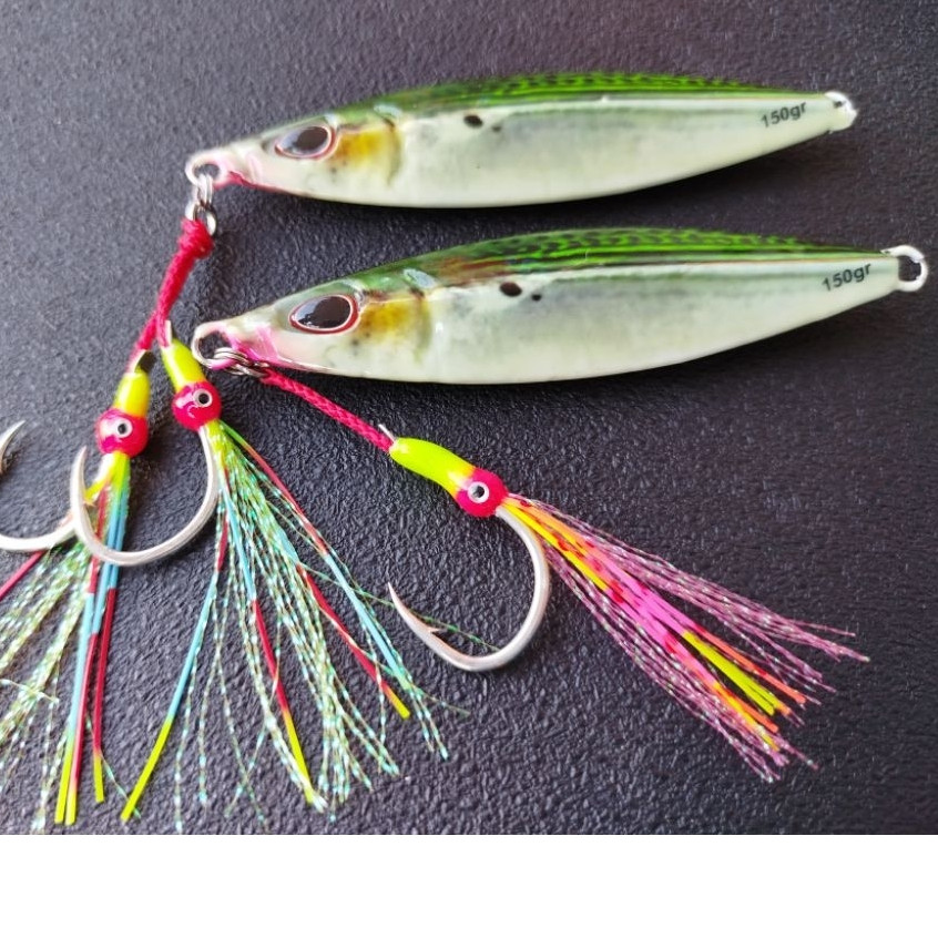UMPAN METAL JIG KOIKA FULL GID  KEMBUNG HIJAU 40, 60, 80, 100, 150, 200 GRAM PLUS ASSIST HOOK