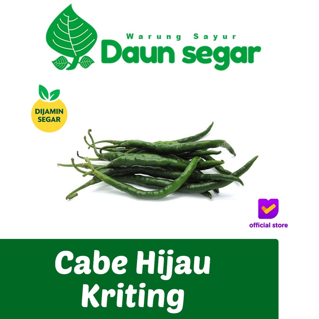 

Cabe Hijau Kriting Cabe ijo kriting cabai segar cabe Segar Fresh 100gr - 1kg Daunsegar Daun segar