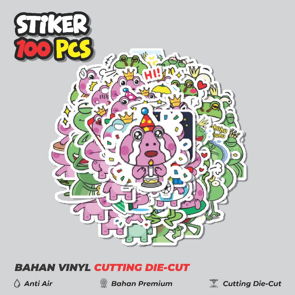 

Terbaru! 50 pcs Stiker Kawaii Frog Series D [Katak] Dekorasi Lucu Kreatif untuk Notebook, Skateboard, HP
