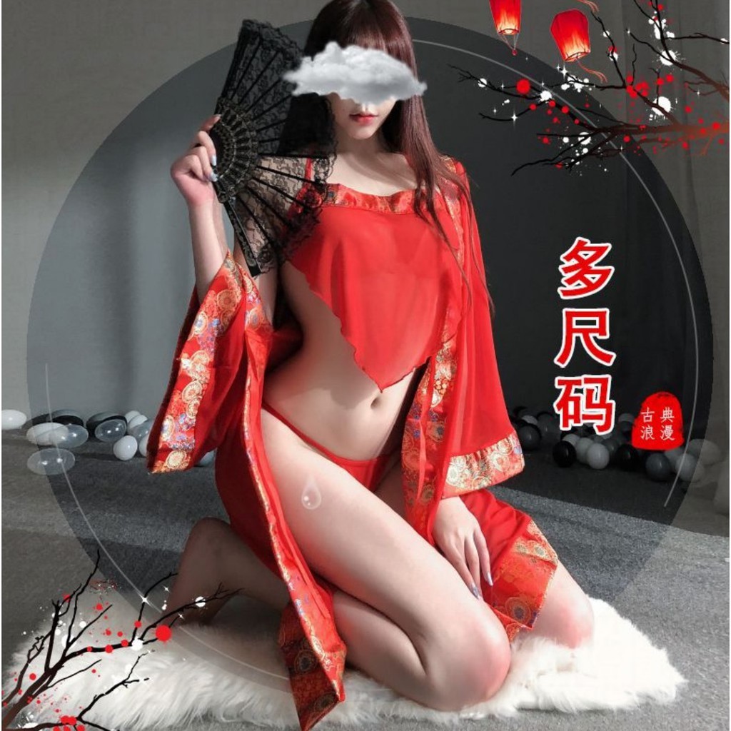 LI-118 chinese red hanfu baju cina lingerie sexy seksi baju tidur set