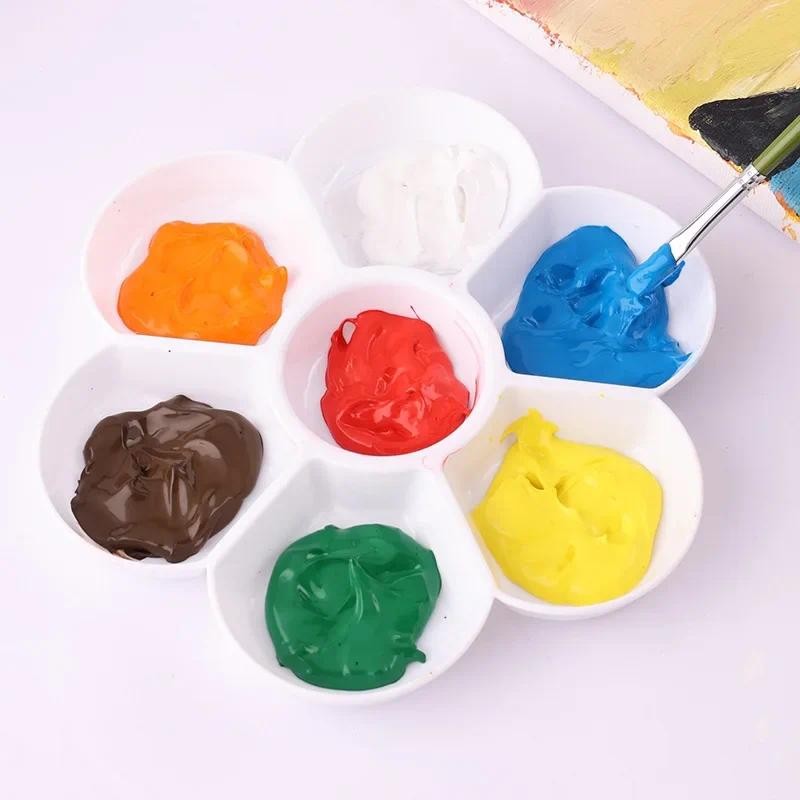 

Paint Palette Plum Blossom Compartment Oval Palette Art Watercolor Gouache Palette Pigment Dispensing Tray Painting Supplies
