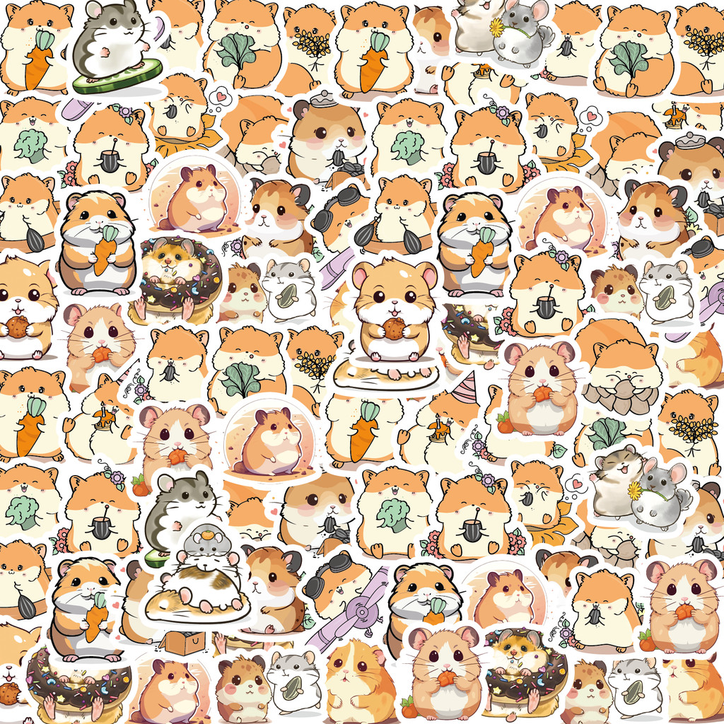 

46pcs Cute Hamster Cartoon Graffiti Stickers Decorated Notebook Water Cup Diary Suitcase Guitar Classic Toy Waterproof PVC Decal