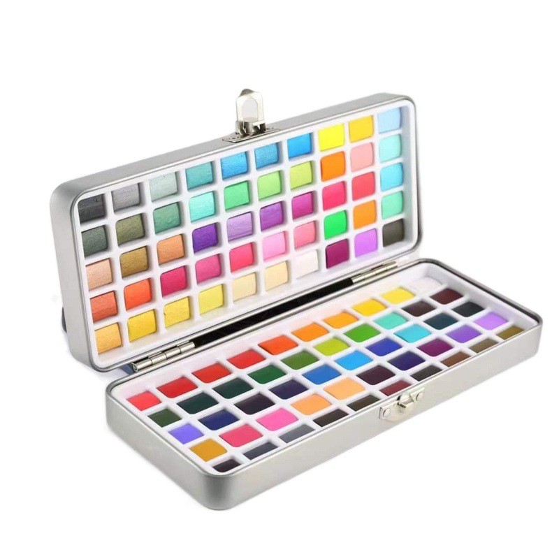 

50/90/100 Color Professional Watercolor Paint Set Portable Glitter Watercolor Pigment Beginner Drawing Art Supplies for Artist