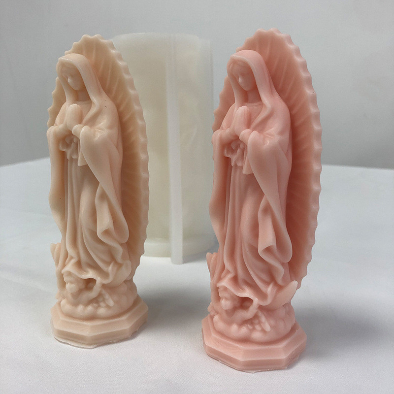 

Prayer Madonna Portrait Silicone Candle Molds 3D Virgin Mary Statue Resin Plaster Cement Casting DIY Handmade Soap Crafts Mold