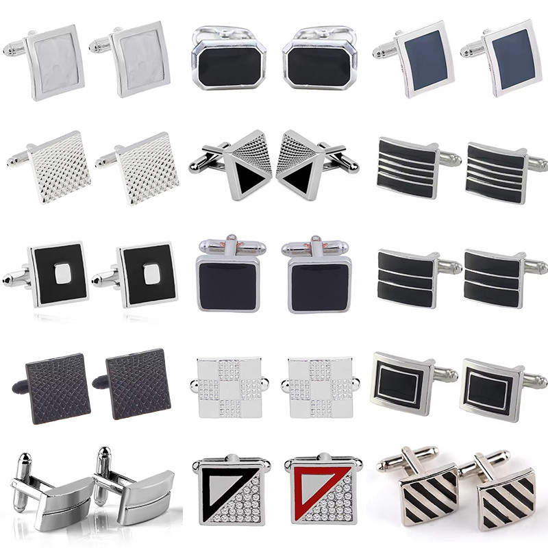 

1Pair Classic Striped Square Cufflinks for Men Business Style Cufflinks Jewelry Accessories - Great for Personal or Gift Use