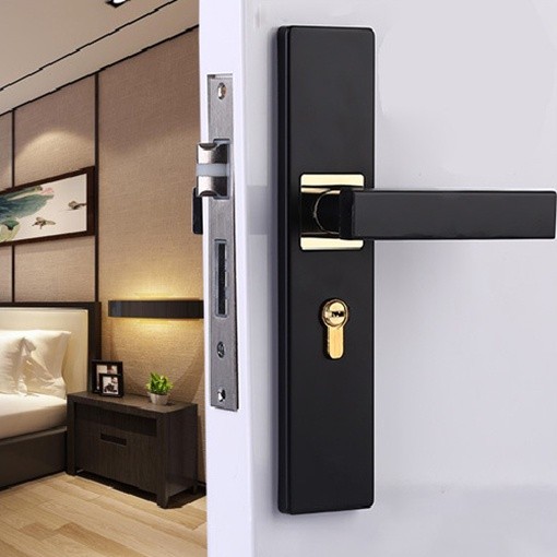 22CM Gagang Pintu Gaya Hitam Full Set/Kunci Pintu Rumah / Handle Pintu Minimalis / Gagang Pintu Kama